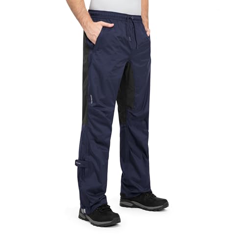 Höhenhorn Pluvia - Pantalón impermeable para hombre, con funda de transporte, columna de agua de 5.000 mm, pantalón transpirable para exterior, azul oscuro, XL