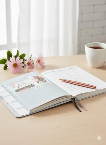 Image of TULMAN 2026 Diary Pack of 2 Hardcover Design Everyday Notebooks (23 x 18 cm), Best for Study Planner, Personal Journal, Business Planning & Stationery Lovers - dusty blue-green