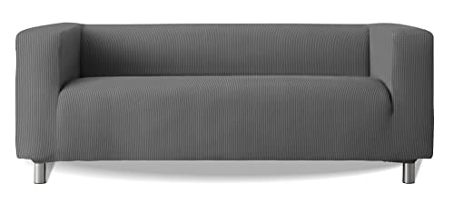 Milica Funda de Sofá Compatible con Sofa IKEA Klippan y Similares con Brazos Altos | Modelo Aruba | Tejido Multielástico Lavable Fabricado en España | Ajuste Color Gris