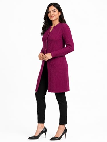 Image of HAUTEMODA Women's Wool Banded Collar Cardigan
