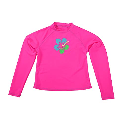 Dayu Girls' Long Sleeve Rashguard Swim Shirt Upf 50+ Neon Pink 12-14 #TOP5