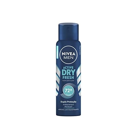 NIVEA MEN Desodorante Antitranspirante Aerossol Masculino Dry Fresh - Proteção prolongada de 72h, com dupla proteção antitranspirante, proteção extra seca, sem álcool, corantes e conservantes - 150ml