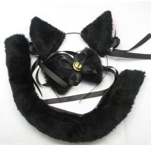Amazon Co Jp 猫耳 コスプレ 4点セット 尻尾 蝶ネクタイ 眼鏡 コスチューム セクシー ジュエリー