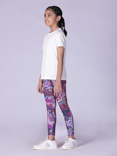 Image of Girls Active Sports Wear Solid Skinny Fit Leggings and T-shirt Polyester Set /Sets For Multi-Sports Gym Yoga Dance Gymnastics & Running(4 TO 14 YRS)