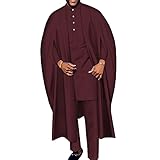 3 Pcs Set African Dashiki Men Outfit Nigerian Agbada Robe Suit Long Coat and Shirt Pant Set African...
