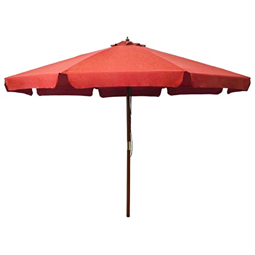 Sombrilla terracotta de 330 cm con poste de madera CLSDRZC para jardin