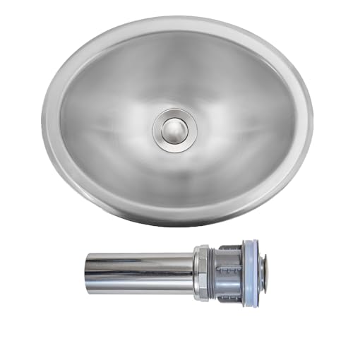 Image of Oval RV Kitchen Sink, 13.39 inch X 10.63 inch X 5.12 inch Stainless Steel Bar Sink, 13 Inch Small Oval RV Sink with Sink Drain Assembly