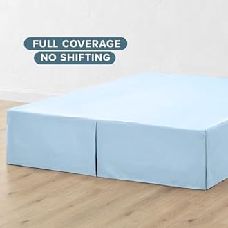 Bare Home Pleated Queen Bed Skirt - 15-Inch Tailored Drop Easy Fit - Bed Skirt for Queen Beds - Center & Corner Pleats (Queen, Light Blue)