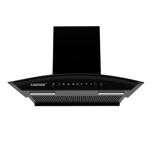Image of ZENPURE Nadia-75 Auto Clean Kitchen Chimney | 1350 CMH Powerful Suction | Wall Mounted | Touch Control | Baffle Filter | Black Finish