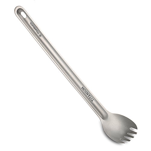 DECDEAL Tomsho titanium long handle spork ao ar livre portátil matte acabamento jantar spork cutlery