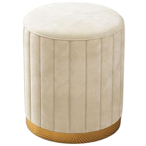 Image of Mudda Pouf Round Sitting Foot Stool for Office Room Decor, Upholstered Pouffe Puffy for Foot Rest, Ottoman Stool for Living Room Sitting Pouffes - (Cream Set of 2)