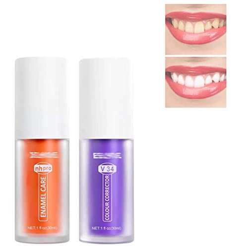 Dentifrice violet pour le blanchiment des dents - Dentifrice correcteur de couleur V34, dentifrice pour blanchiment des dents violettes (violet + orange) Cover