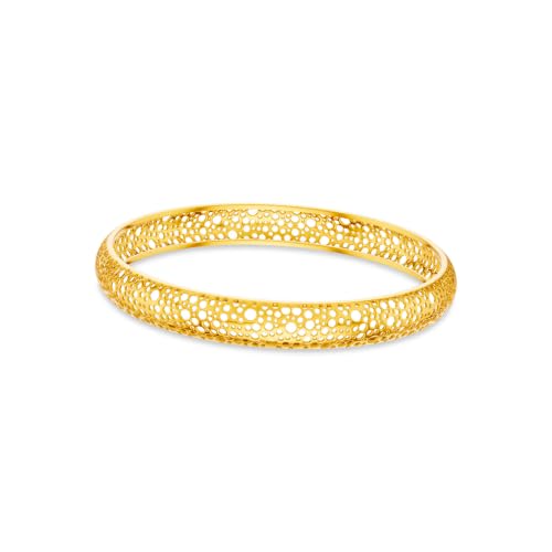 Image of KISNA 9KT Bubbelle Gold Bangle For Women | BIS Hallmarked Yellow Gold Bangle | Lightweight Daily Wear Gold Jewellery | Gift for Wife, Mother & Sister | S 2.5 Anna