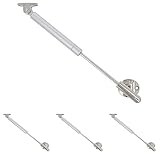 Amig - Compás de Gas para Elevación de Puertas Abatibles de Muebles | Mod.98 | Resistencia de carga: 12 kg | Amortiguador Regulable para Apertura Ascendente sin Impacto | Plateado (Paquete de 4)