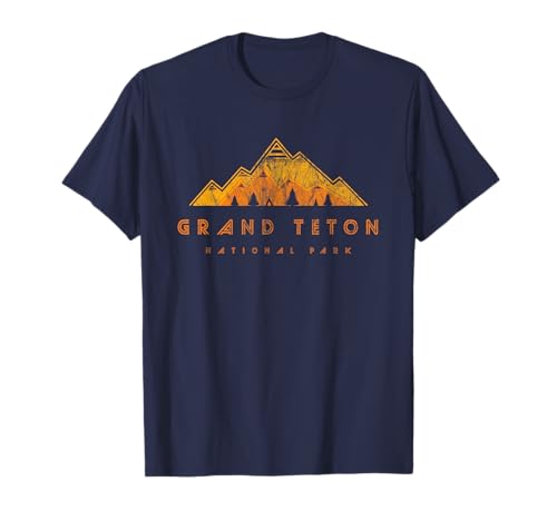 Vintage Home State Tees Grand Teton National Park Retro Blue Unisex Adult Classic Fit Short Sleeve T-Shirt Small
