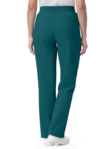 Image of Scrub Pants for Women - Straight Leg Medical Scrub Pants with 6 Pockets - Drawstring Soft Stretch Women Scrub Pant