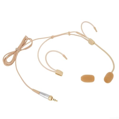 Besttoolifes Micrófono cardioide con gancho para la oreja para sistemas inalámbricos Shure, micrófono de condensador profesional beige con conector de 3,5 mm, conector XLR de 4 pines (A)