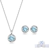 [Free bird] ネックレス レディース ピアス セット 11月 誕生石 ピアストパーズ ネックレス 925 シルバー ペンダント 母の日 プレゼント 結婚記念日 女性 ギフト母親 誕生日 プレゼント卒業祝い 彼女 プチギフト 女性 人気