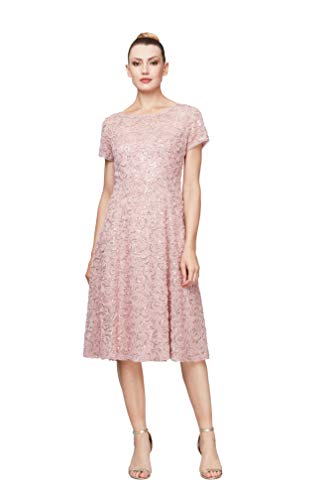 Image of S.L. Fashions Womens Stretch V-Neck Tea Length Dress