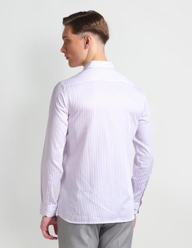 Image of Arrow Men Slim fit Cotton Striped Long Sleeves Cutaway Collar Shirt
