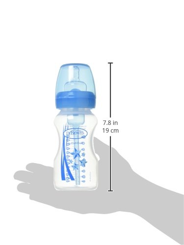 Dr. Brown's Wide-Neck Options Bottles, 2-in-1 Transition Bottle Kit, Blue, 9 Ounce