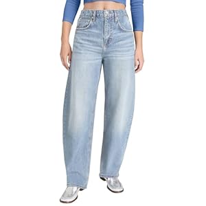 Barrel Jeans for Women, High Waisted Wide Straight Leg Boyfriend Microelastic Womens Mom Jeans