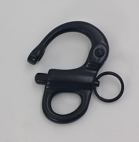 Forieru Black Swivel Eye Snap Shackle - Quick Release Marine Clip for Sailboat Rigging,316 Stainless Steel Bail Shackle Sailing Accessories