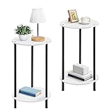 SEHERTIWY Round Side Table for Living Room, White End Tables Living Room Set of 2, Accent Table for Small Spaces, Round Nightstand for Bedrooms