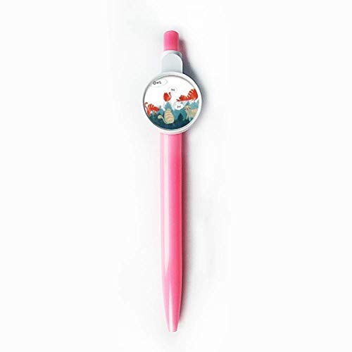 Stylo à bille rétractable bleu motif chat hibou, une jolie idée cadeau originale