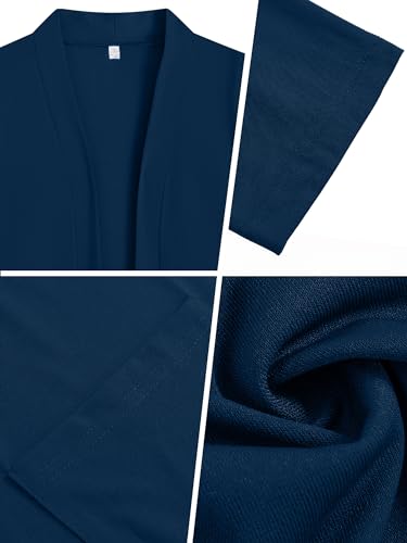 AusLook Women's Plus Size Lightweight Open Front Cardigan Dark Blue 3X Causal Long Sleeve Cover Ups Shrugs Tops Shawls and Wraps Kimono Jacket Coat — view 3