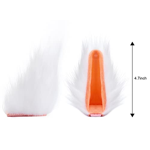 DRESHOW Fox Faux Fur Tail Cat Ears Hair Clip Halloween Party Costume Neck Choker Cosplay Set for Women, Fur Tail Set-16 White - Image 4