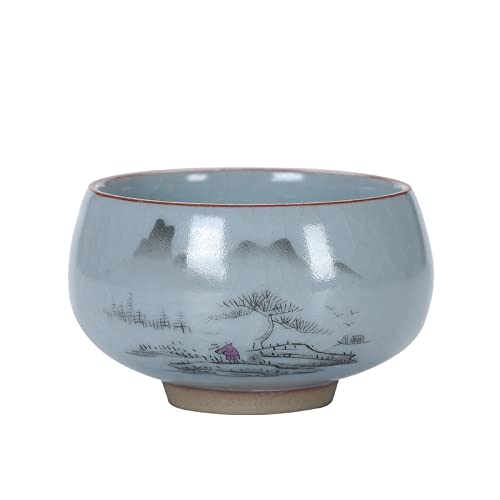Tea Set Ru Kiln Ceramic Teacup Hand Painted Flowers Meditation Cup Travel Tea Bowl Tie Guanyin Pu'er Cup Tea Set Gifts Modern Tea Sets Cups (Color : D1-7.2X4CM 100) (A1 7 - Image 7