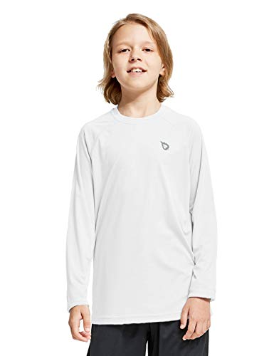 BALEAF Boys Shirt UPF 50+ Youth Shirt Basic Skins Long Sleeve White Size