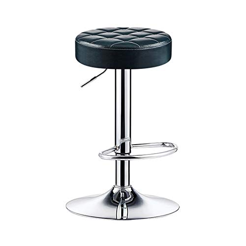 Taburetes De Bar Altos Con Estilo, Taburete De Barbería Con Reposapiés, Taburete De Barbería Ajustable En Altura, Taburete De Hogar Para Silla De Pub, 33*60-80cm(Size:33*60-80CM,Color:negro)