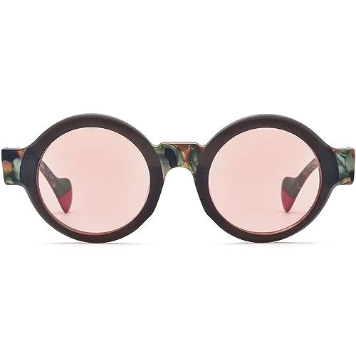 Image of HEPIDEM Matte Acetate Vintage Retro Round Polarized Sunglasses for Women 9270T