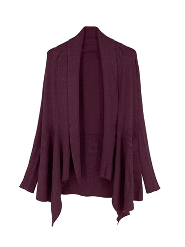 Image of INKOFF Womens Draped Front Cardigan Sweaters Long Sleeve Waterfall Irregular Hem Cardigans Lighweight