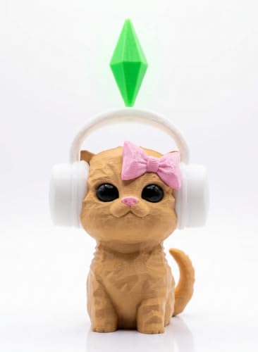 Image of Sims Dancing Cat - Head Shaking Viral 3D Printed Desk Toy | Cute Music Cat Figurine | Trendy Meme Collectible for Cat Lovers
