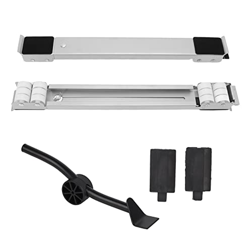 2pcs Extendable Furniture Appliances Rollers, 300kg Load Bearing Stretchable Moving Base Extendable Furniture Appliances Stand with Pry Bar for Washing Machine (Silver)