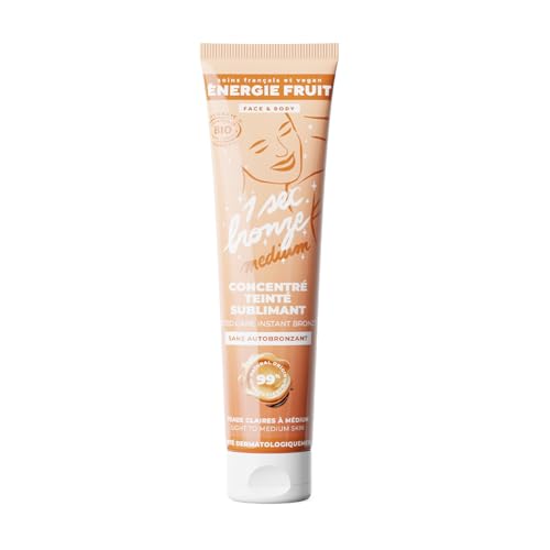 ENERGIE FRUIT - CONCENTRE TEINTE SUBLIMANT CERTIFIE BIO Ecocert - Nouvelle Teinte Peaux Claires à Medium - Sans autobronzant DHA - Nacres et pigments naturels - Corps et visage - 100ML