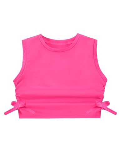 EXARUS Girl's Crop Tank Tops Dance Ribbed Knit Sleeveless Round