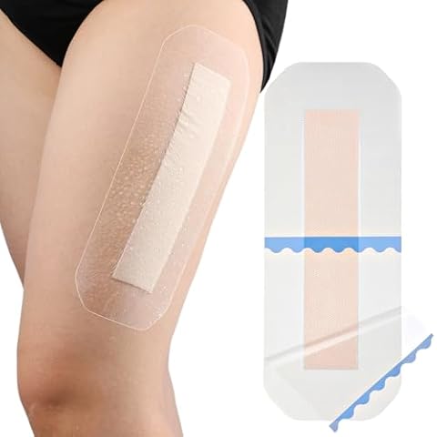 Waterproof Long Surgical Incision Bandages for Knee Replacement Surgery Silicone Adhesive Dressing with Non-Stick Pad Long Hip Wound Care Protector Shower Patches 4"x10" (Pack of 5) Cover