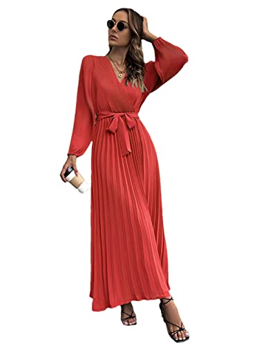 Robe longue plissée fluide : sublimez vos courbes en XXL avec ce style vintage rouge