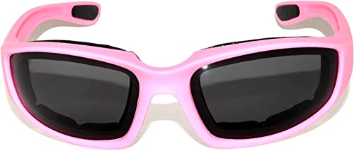Womens Pink Smoke Lens Padded Foam Motorcycle Biker Glasses Goggles 99% Uv Protection #TOP3
