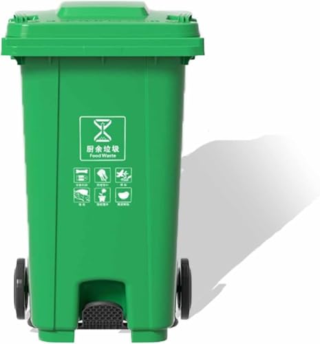 Poubelle de cuisine 120L noire avec pédale et roulettes pour extérieur