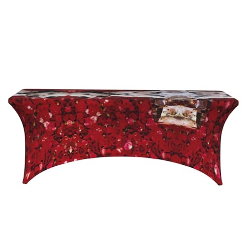 Housse de table rectangulaire dalmatien EdWal 1,8m en élasthanne extensible - 3