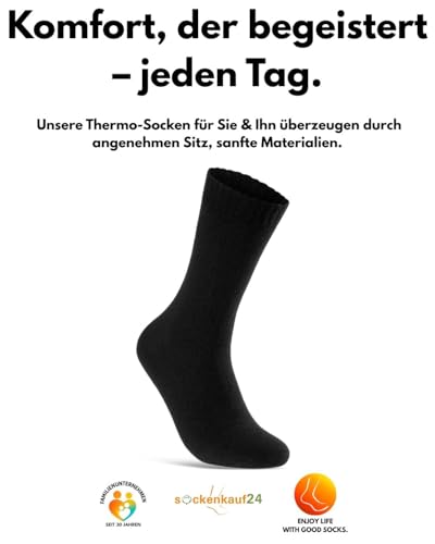 sockenkauf24 6 | 12 | 24 Paar THERMO Socken Damen & Herren Vollfrottee Wintersocken Schwarz Baumwolle (43-46, 24 Paar | schwarz) - Designansicht 6 | TV | Video | Foto