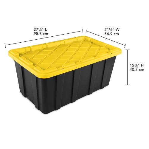 Sterilite 4-Pack Industrial Tote, Plastic Storage Container Bins with Lids, 38 Gallon - Heavy-Duty Organizing Containers for Closet, Bathroom, and Office - Image 4