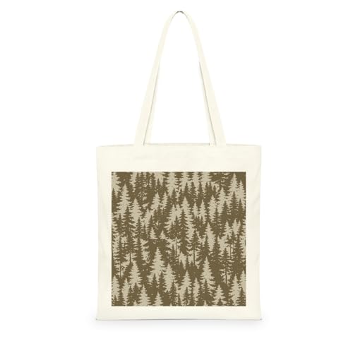 Genérico Bolsa Tote Bag 35X38Cm Bosques Marrones Bolsa Tela Para Pintar Estampada Bolsas De Con Algodon Asas Blanca Por Niñas Y Mujeres Lienzo Bolsas Eco, Lavadora, Compras, Vacaciones, Trabajo