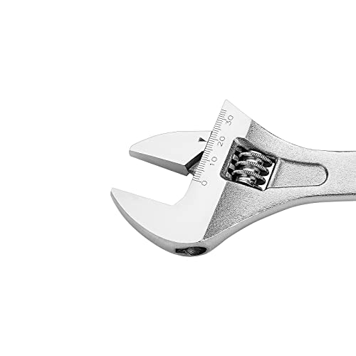 Maxpower Heavy Duty Adjustable Wrench 10 Inch, Adjustable Shifter Movable Spanner With Extra Large Jaw Capacity, Drop Forged Cr-V Steel, Chrome Finish, Metric/Sae #TOP1