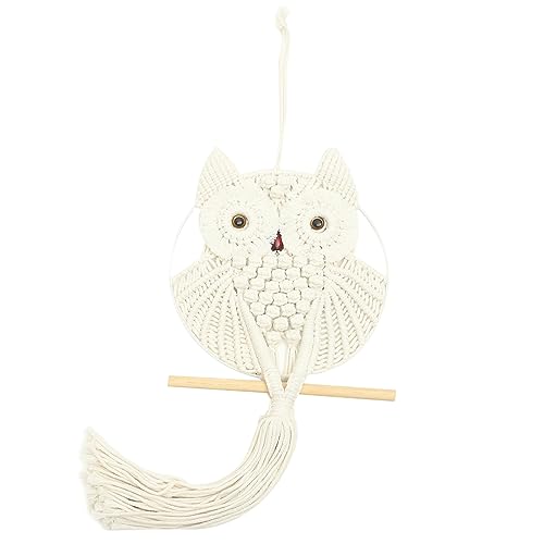 Tapisserie suspendue macramé hibou tissage mural fait main